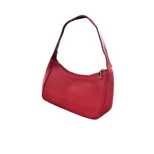 Chic Red Shoulder Bag Y2K Faux Leather Zipper Top Handle Bag